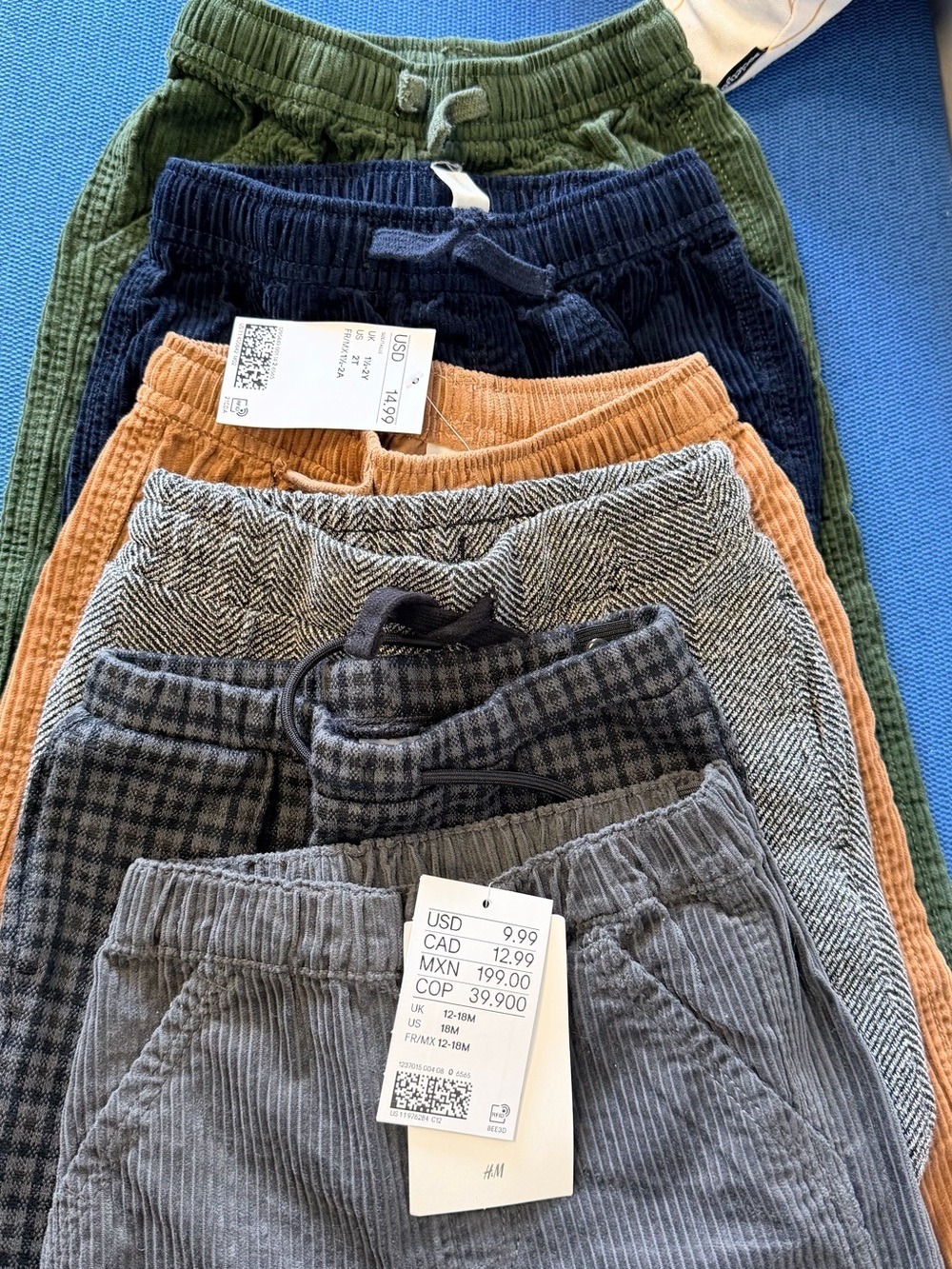 H&M Kids Corduroy Pull On Bottoms Patterned 2T